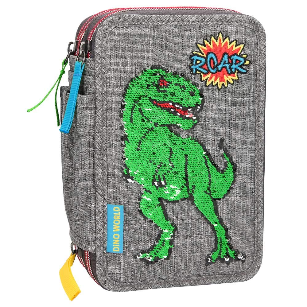Dino World - Sequin Pattern Triple Pencil Case (410301)