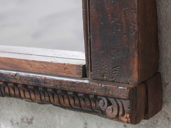 Antique Window Frame Mirror Brown Large