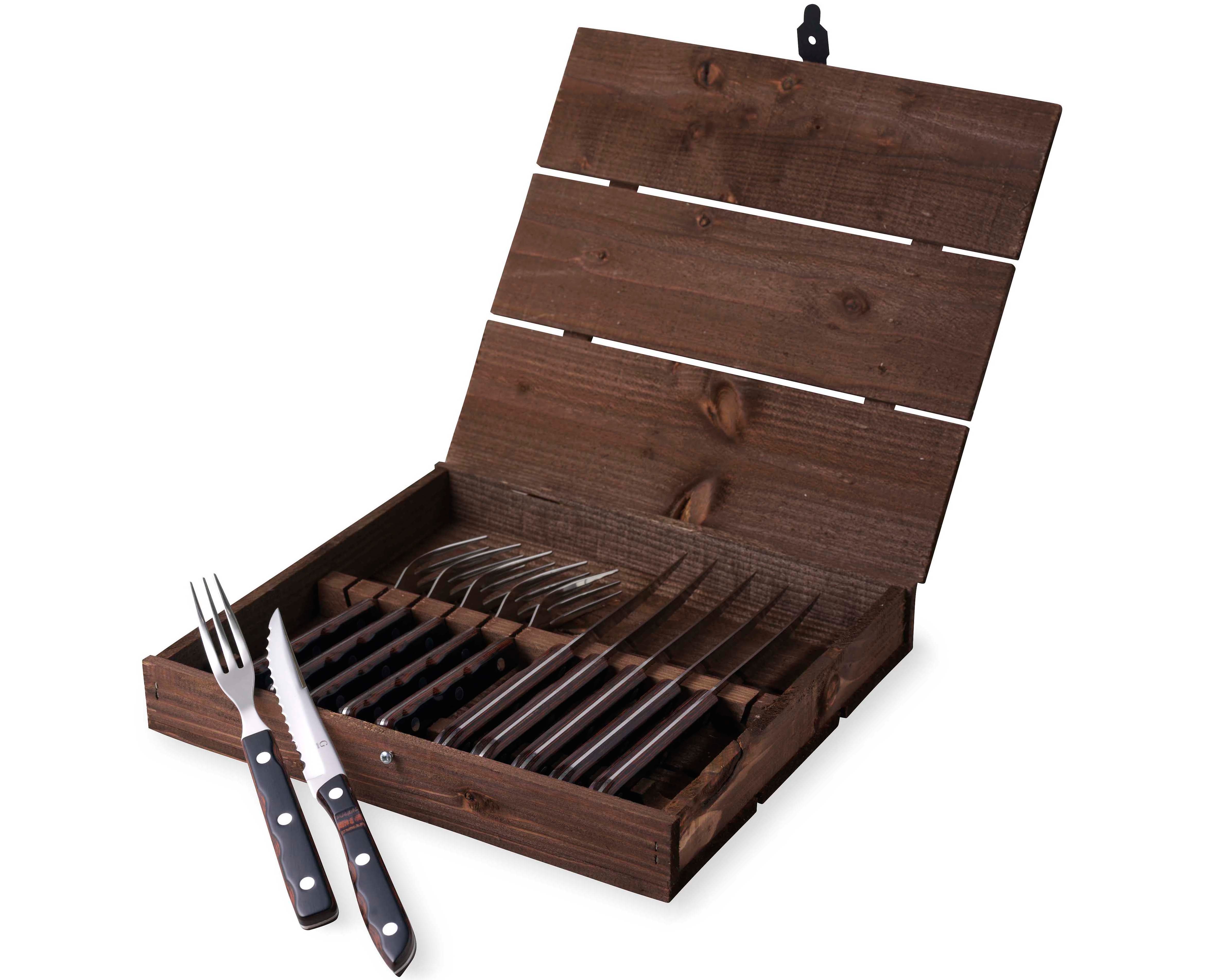 Gense - Old Farmer Classic Steak Cutlery 6 Set - Brown Wood/Steel