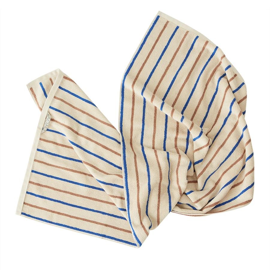 OYOY Living - Raita Organic Bath Towel - 100x150 cm - Caramel / Optic Blue