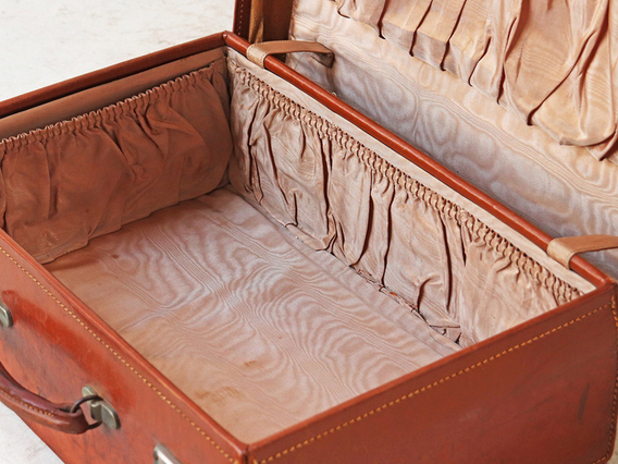 Tan Leather Suitcase Brown