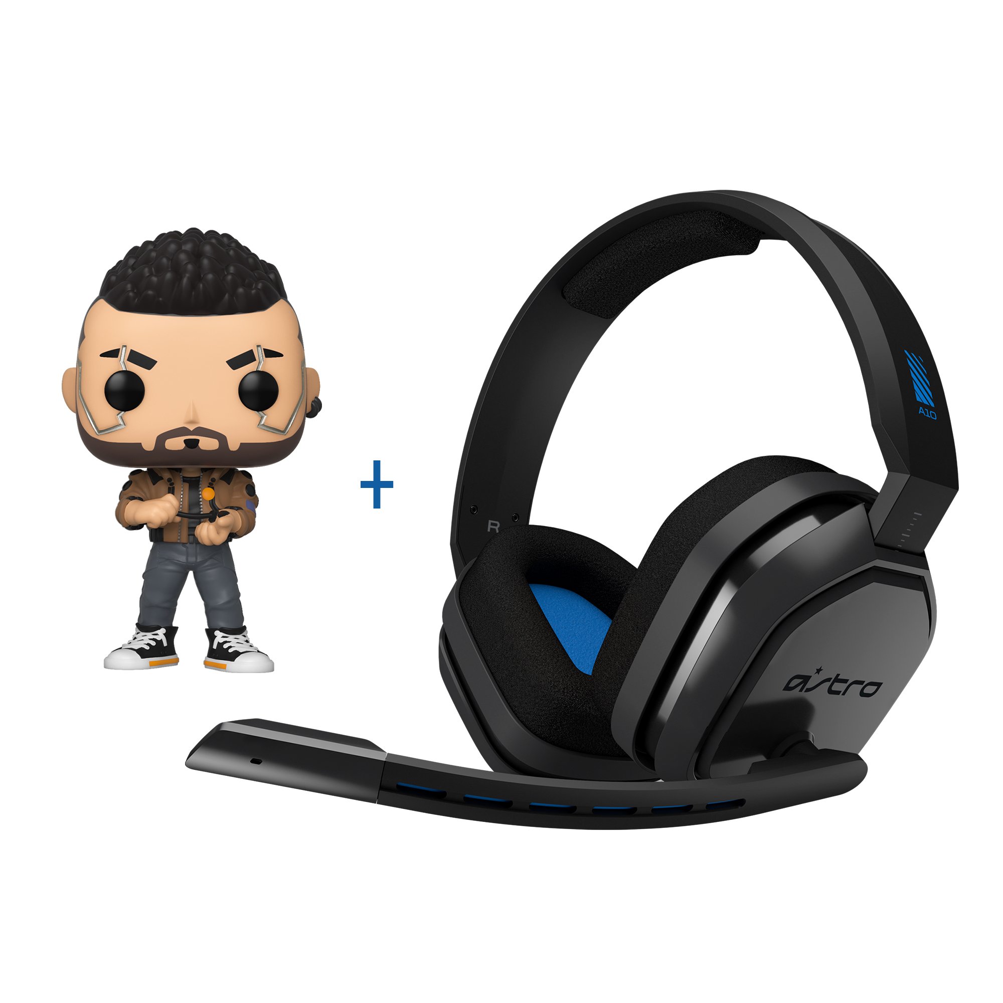 Astro - A10 Gaming Headset PS4+PC Grey/Blue + Funko! POP Cyberpunk 2077 -V-Male (47159) - Bundle