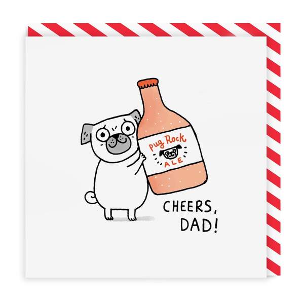 Dad Cheers Pug Square Greeting Card
