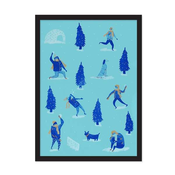 A4 Snow Fight Riso Print