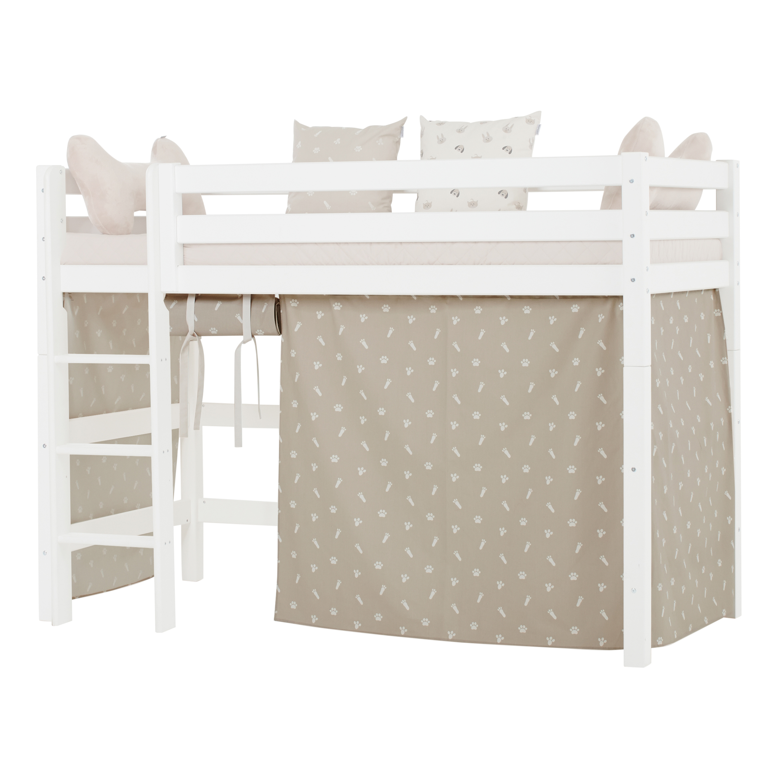 Hoppekids - Play Curtain Mid-High Bed 90x200 cm - Pets Silver Cloud