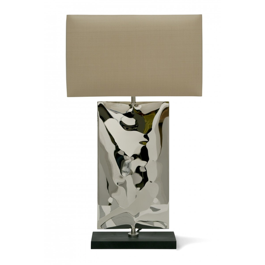 Porta Romana I Small Waterfall Lamp I Polished Steel With Putty Shade