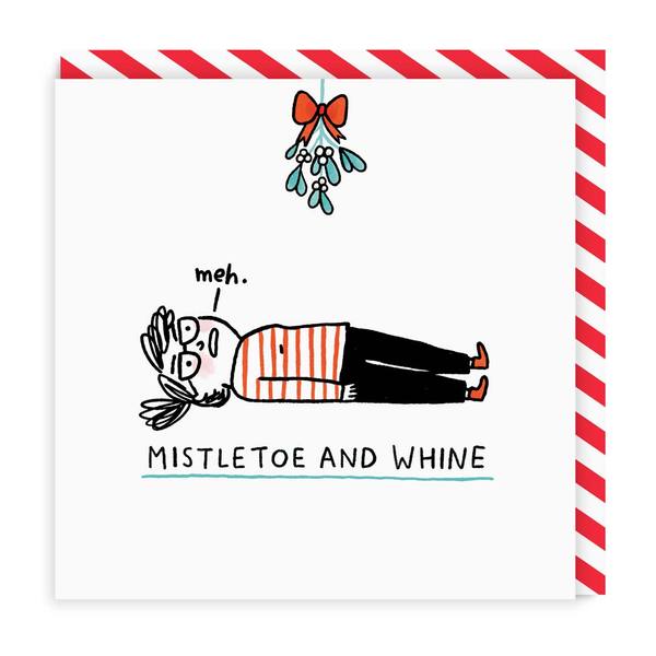 Mistletoe and Whine Christmas Card