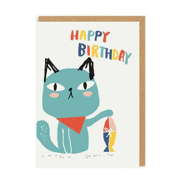 Happy Cat Birthday Card