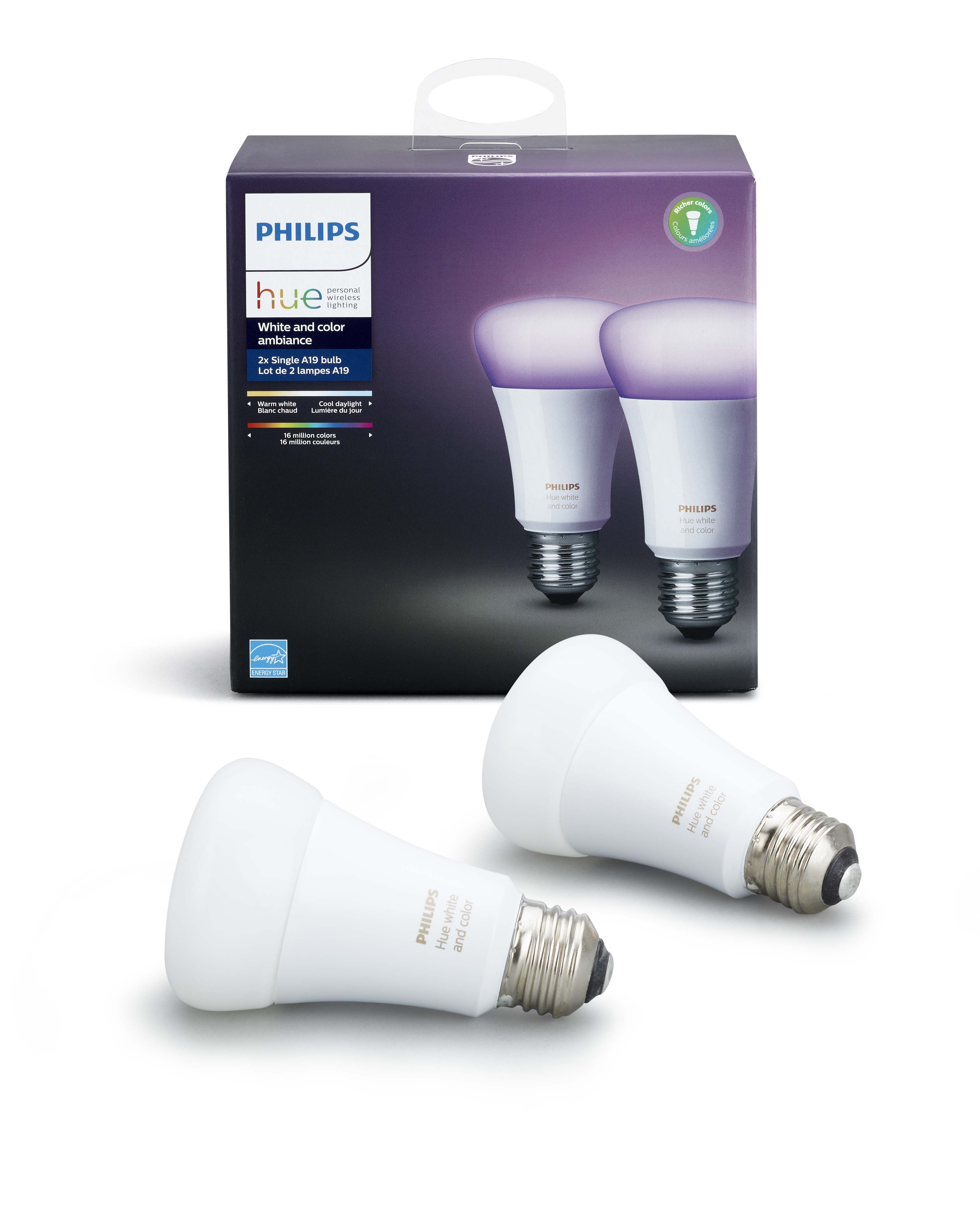 Philips Hue - E27 2 Pack - White & Color Ambiance - Bluetooth