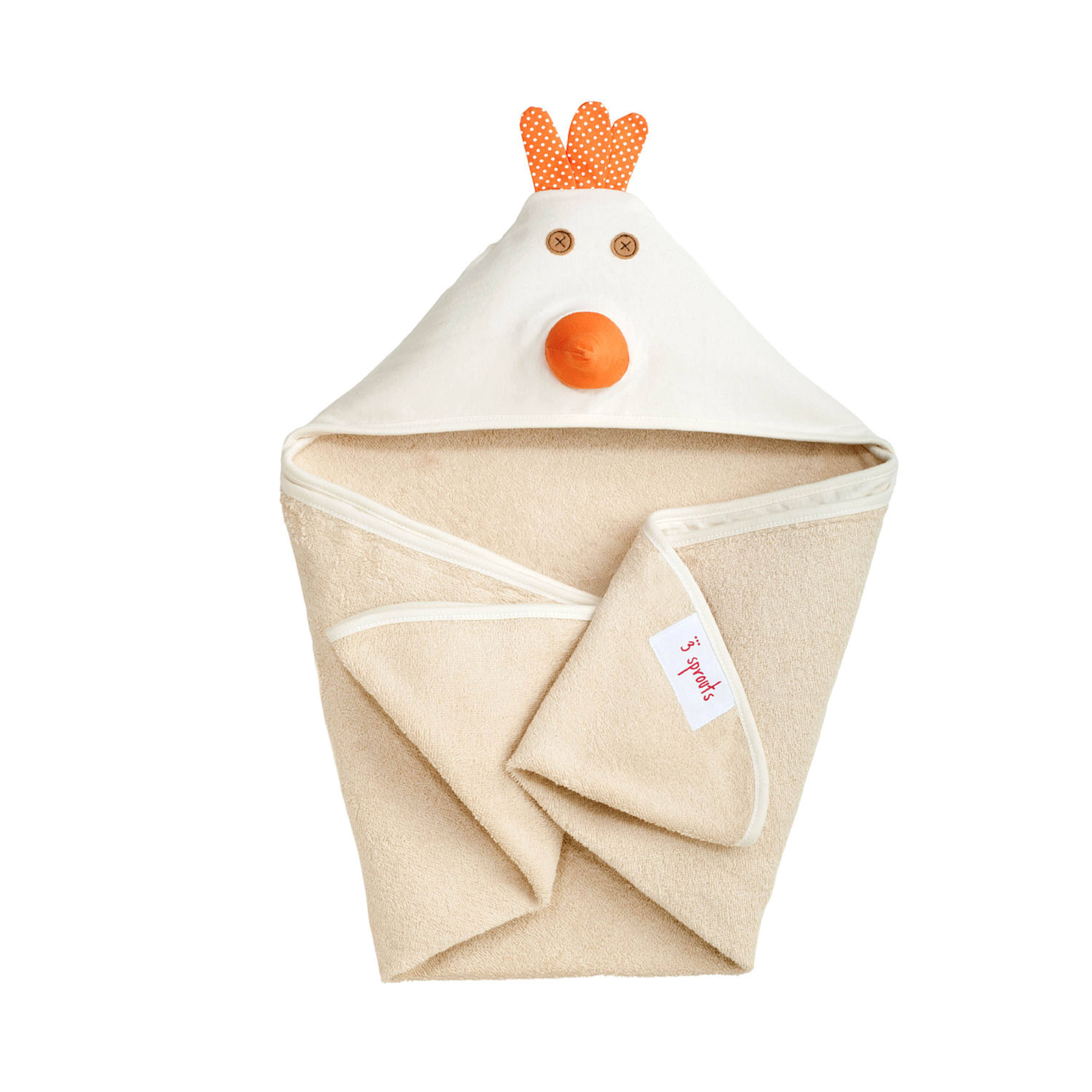 3 Sprouts - Hooded Towl - Cream Chicken