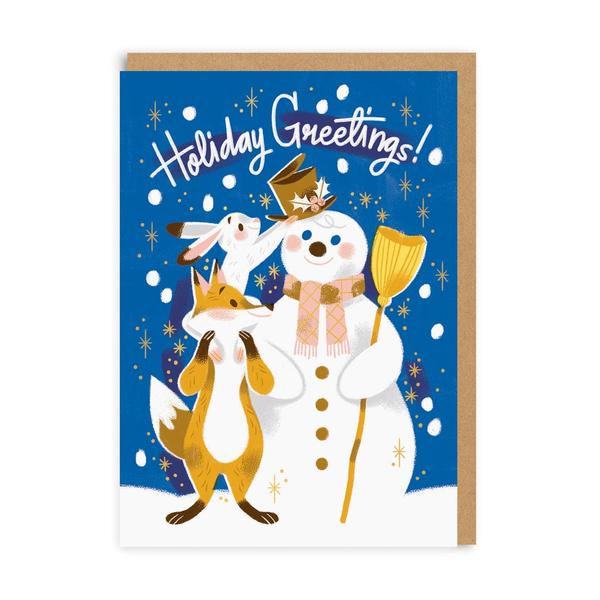 Holidays Greetings Snowman & Friends Christmas Card