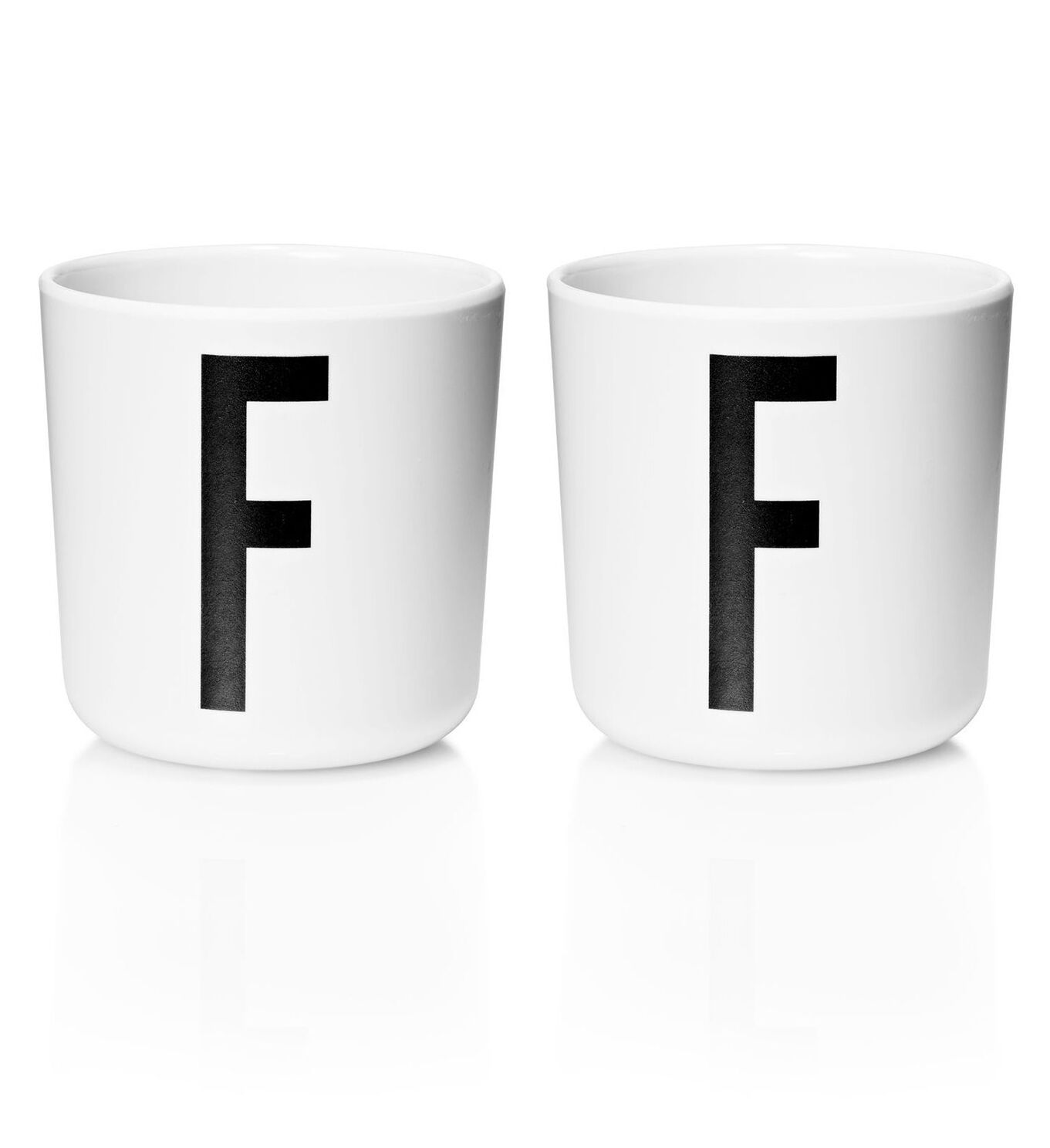 Design Letters - Personal Melamine Cup F - 2 pcs - White -(Bundle)
