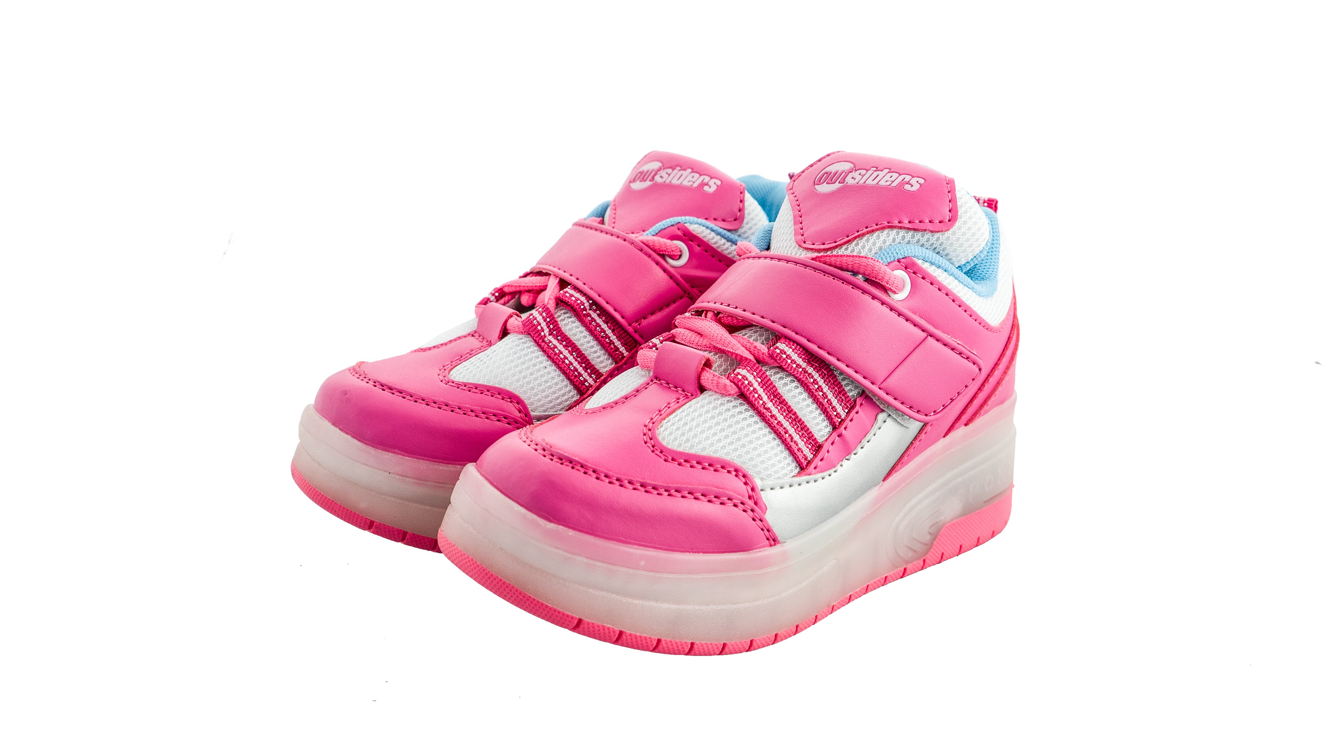 Outsiders - Roller Shoes with LED - Pink/Silver (size: 28)