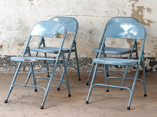 Set Of 4 Blue Vintage Chairs Blue