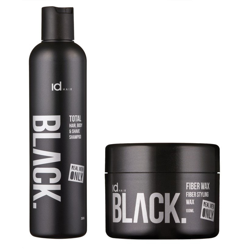 IdHAIR - Black Shampoo Total 3 in 1 250 ml + Black Fiber Wax 100 ml
