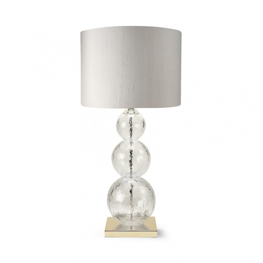 Porta Romana I Large Pasteur Lamp I Clear With Nickel and Silver Silk Shade