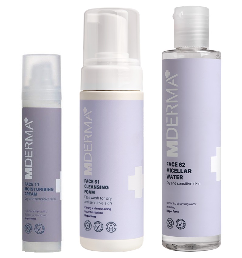 MDerma - FACE11 Moisturising Cream 50 ml + FACE61 Cleansing Foam 150 ml + FACE62 Micellar Water 200 ml