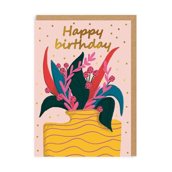 Tropical Flower Pot Birthday Card