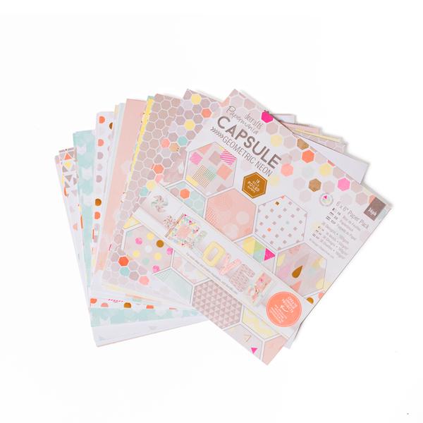 Papermania Capsule Paper Pack 6x6 Geometric Neon