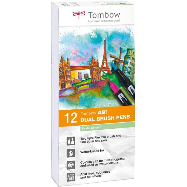 Tombow ABT Pastel Colours Brush Pens - Set of 12