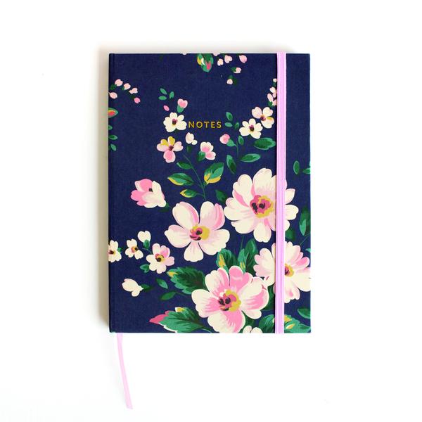 Autumn Navy Floral Clothbound Notebook A5