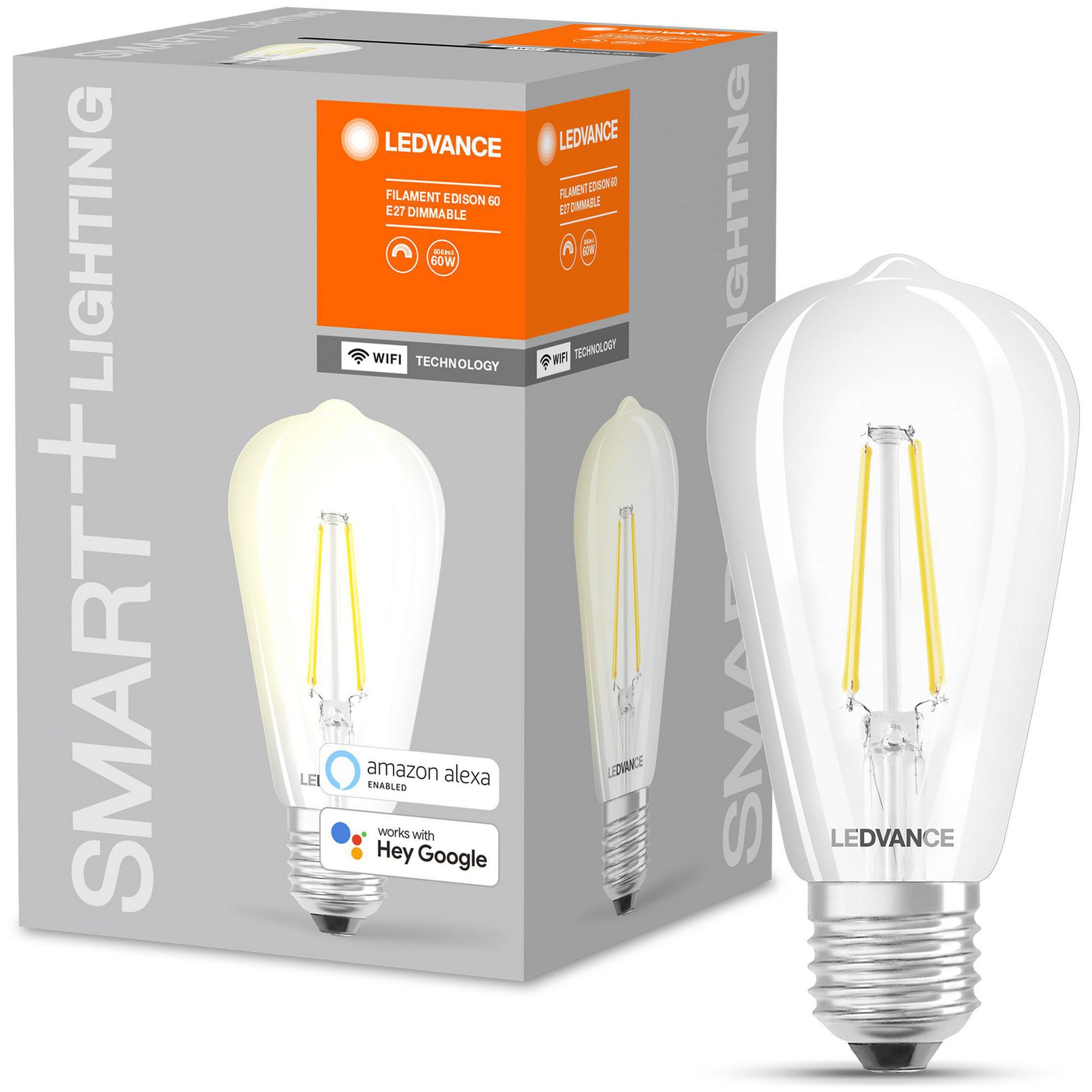LEDVANCE - SMART+ edison 60W/827 Clear Filament E27 WiFi