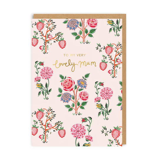 Very Lovely Mum Strawberry Garden Greeting Card