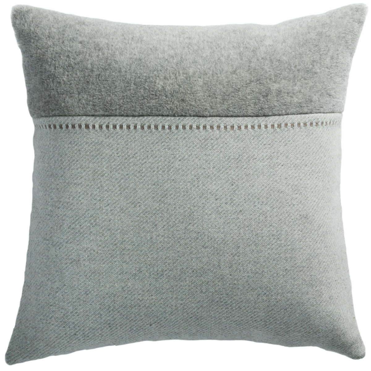 de Le Cuona | Cashmere Wool Twill Cushion With Alpaca Panel Light Grey