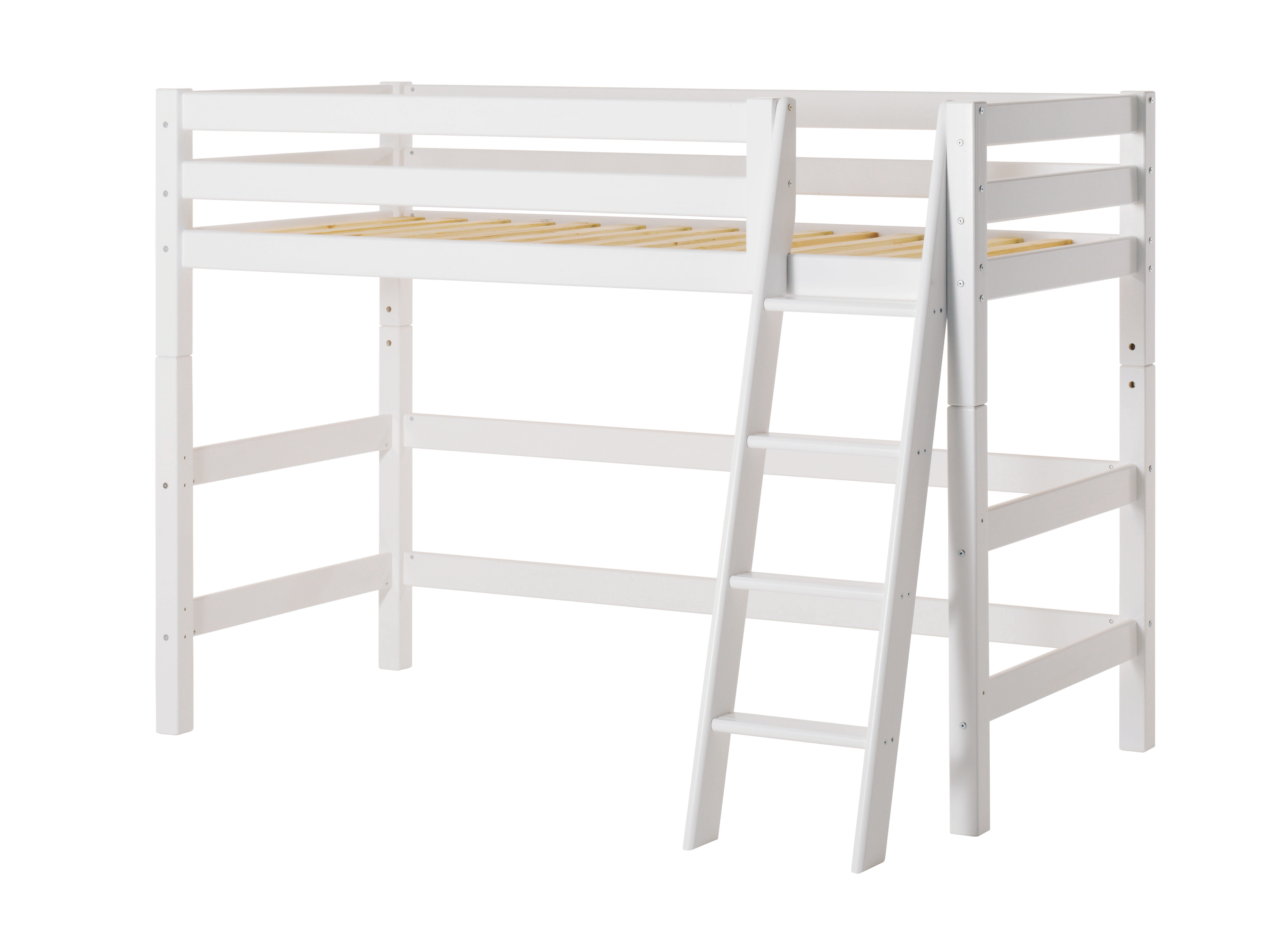 Hoppekids - PREMIUM Mid-high Bed 90x200 with Slant Ladder