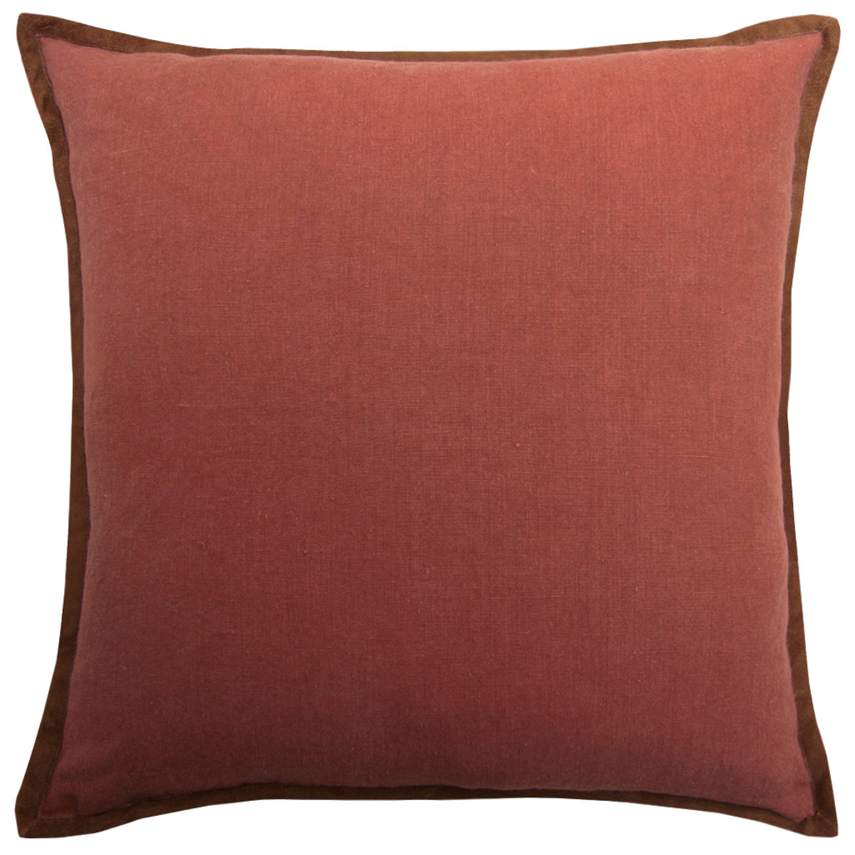 de Le Cuona | Artist Canvas Cushion With Suede Trim Red Earth