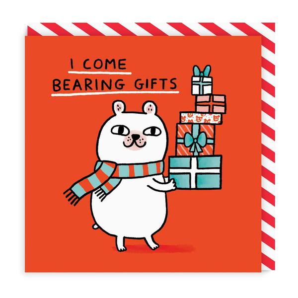 I Come Bearing Gifts Square Christmas Card