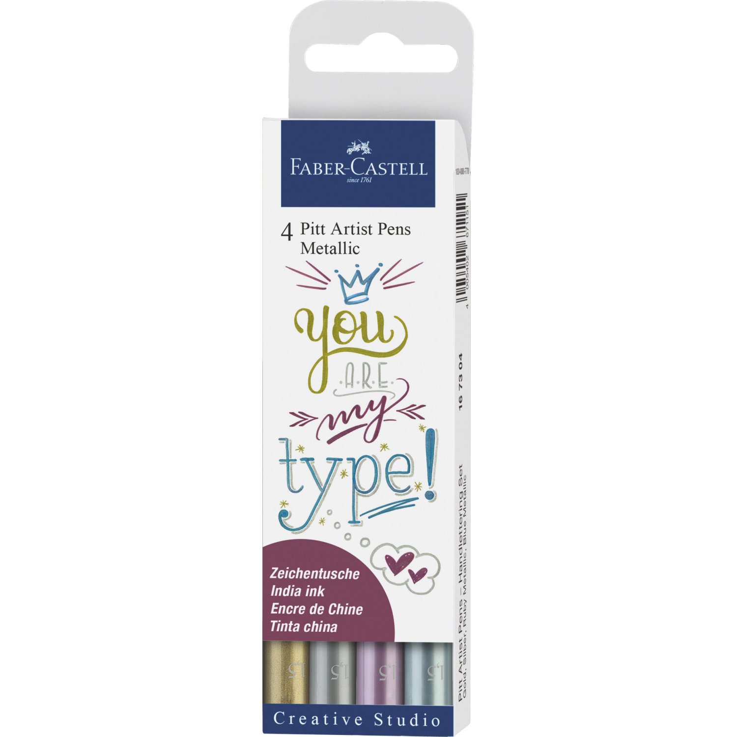 Faber-Castell - India ink Pitt Artist Pen, Metallic 4ct wallet (167304)