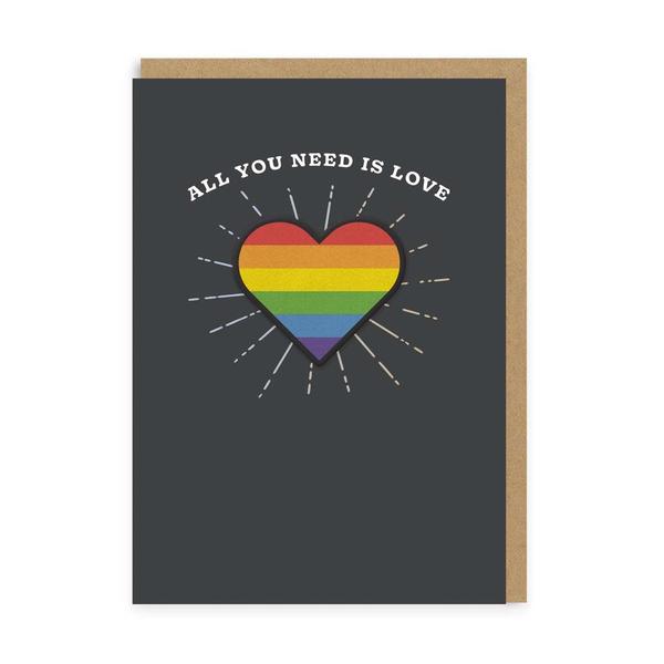 All You Need Is Love Rainbow Heart Woven Patch Card