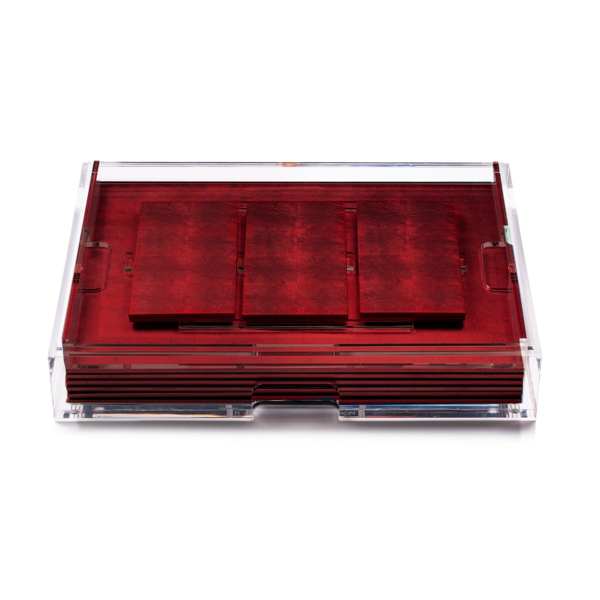 Posh Trading I Clear Grand Matbox I Silver Leaf Matte Red