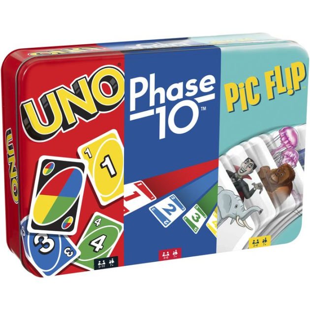 Mattel Games - UNO, Phase 10 and Pic Flip Bundle Tin (GWP96)