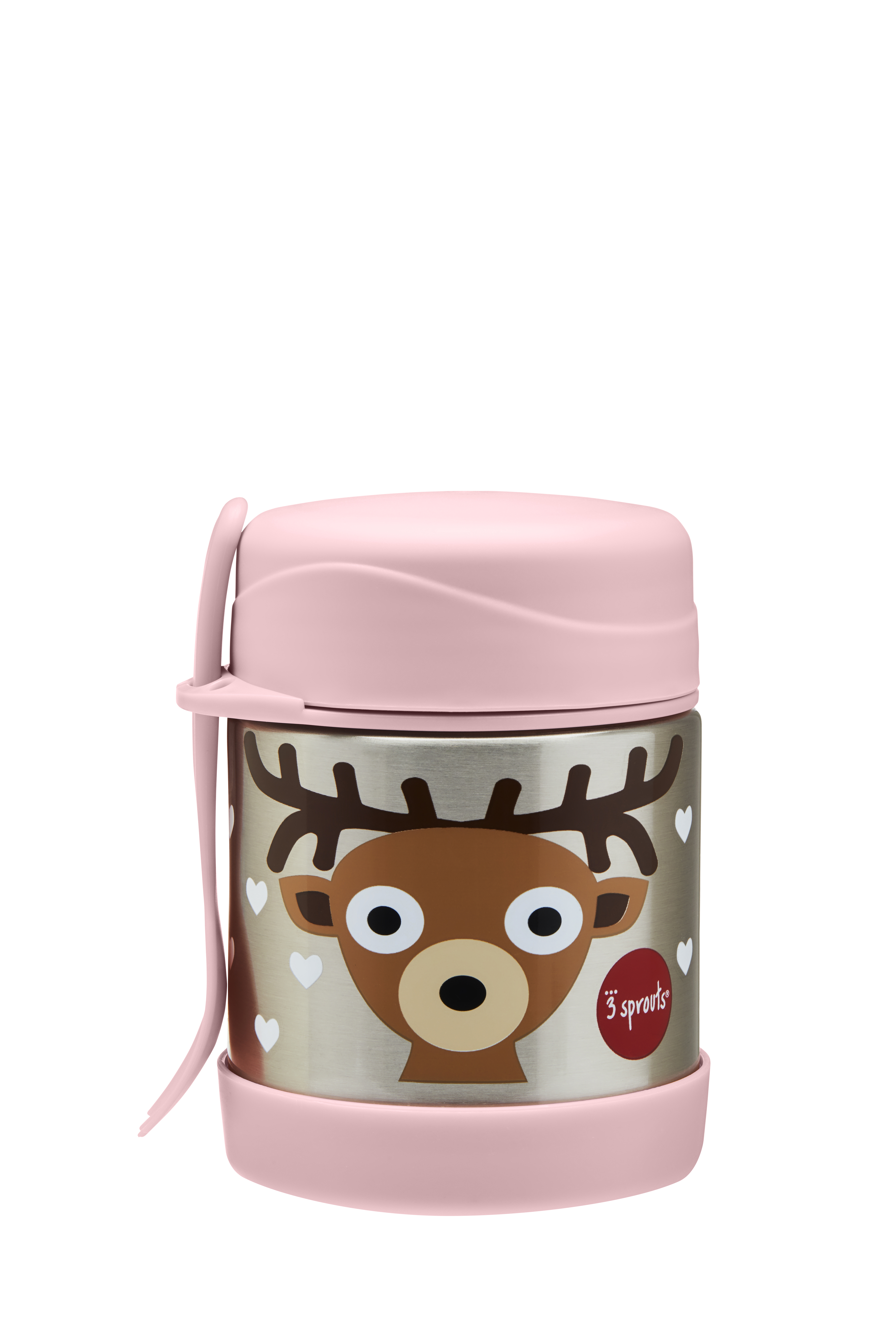 3 Sprouts - Stainless Steel Food Jar and Spork - Pink Deer