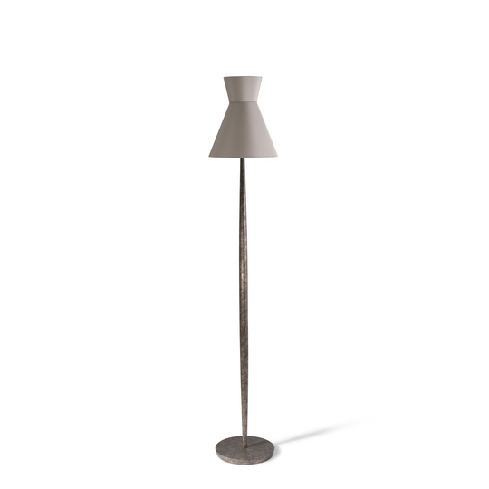 Porta Romana I Daphne Floor Lamp I Burnt Silver With Warm Grey Shade