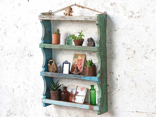 Painted Reclaimed Wooden Shelves Blue