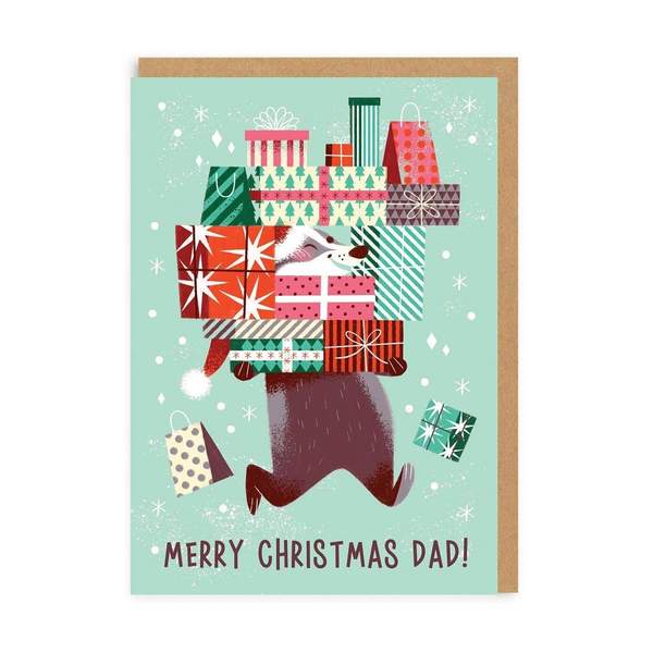 Dad Badger Merry Christmas Card