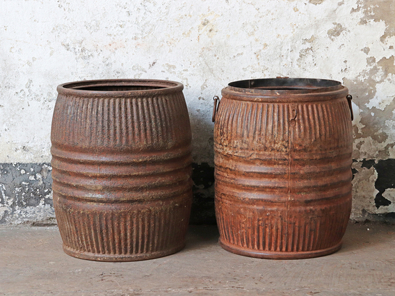 Vintage Metal Barrel – Large Brown
