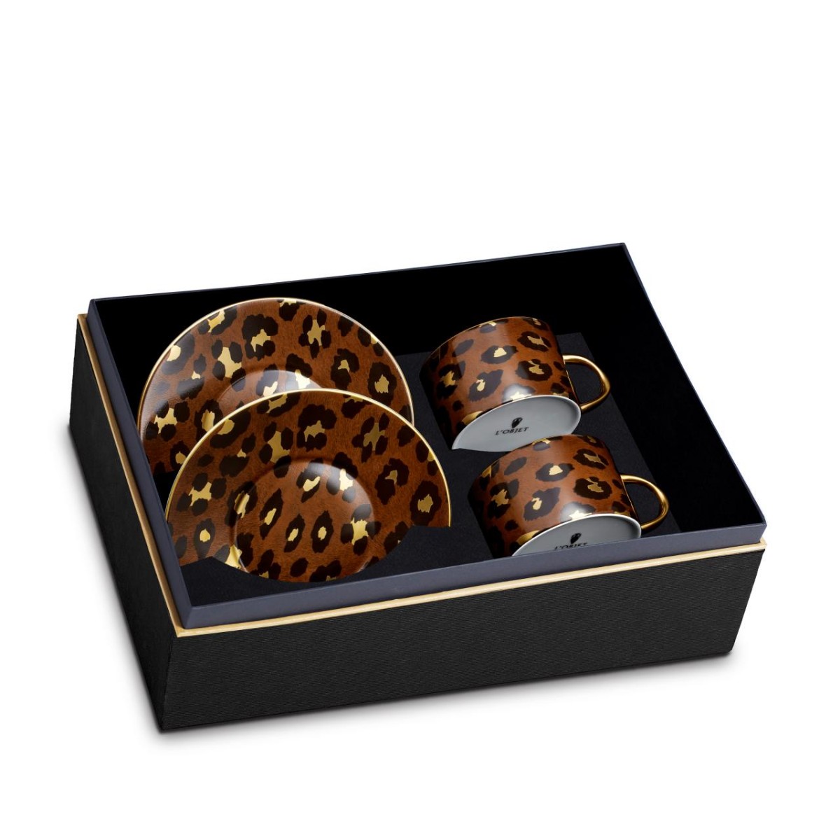 L'Objet I Leopard Tea Cup + Saucer (Set of 2)