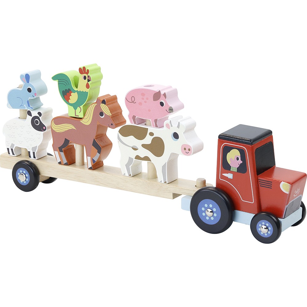 Vilac - Tractor and trailer with animals stacking game (7602)