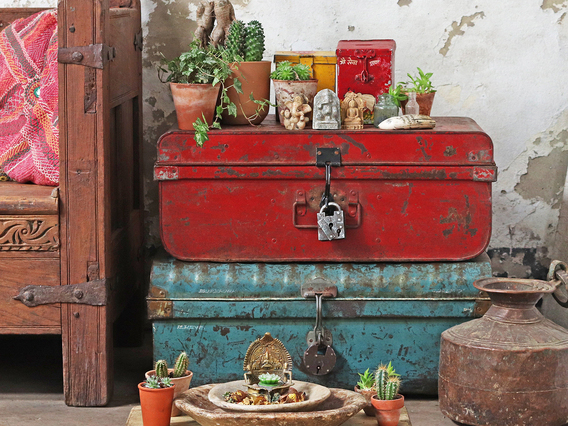 Red Travel Trunk Red