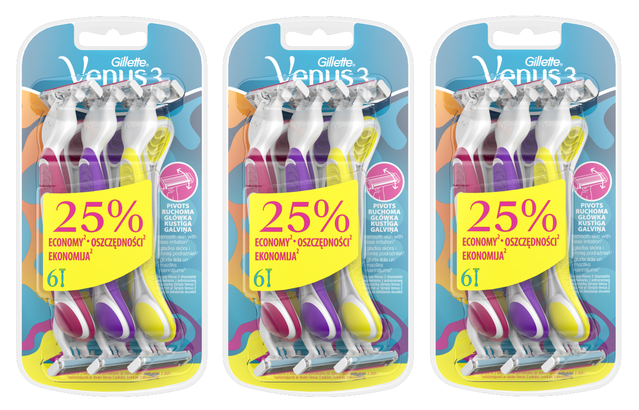 Gillette - 3 x Venus 3 Disponsable Razors 6'S