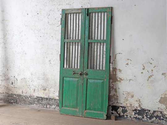 Green Vintage Double Doors Green