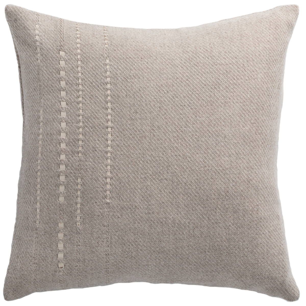 de Le Cuona | Cashmere Wool Twill Cushion With Vertical Detail Taupe