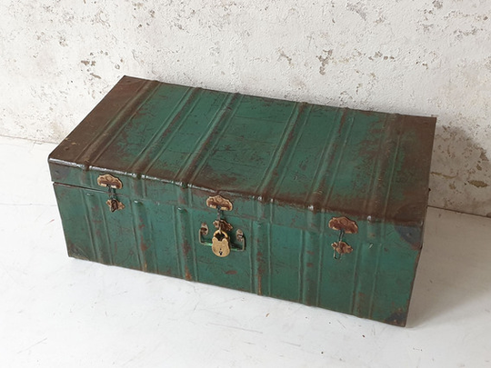 Large Turquoise Travel Trunk Blue