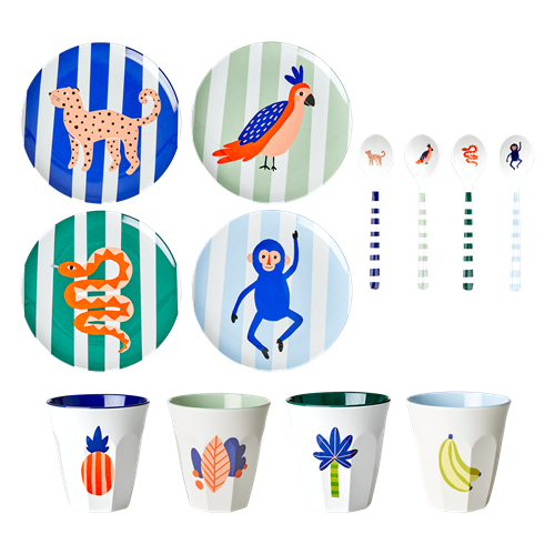 Rice - Kids Melamine Set in Giftbox - Jungle Print
