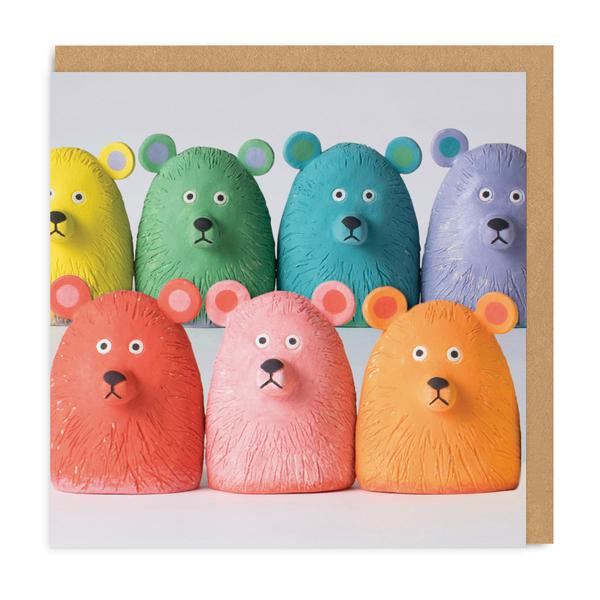 Rainbow Bears Square Greeting Card