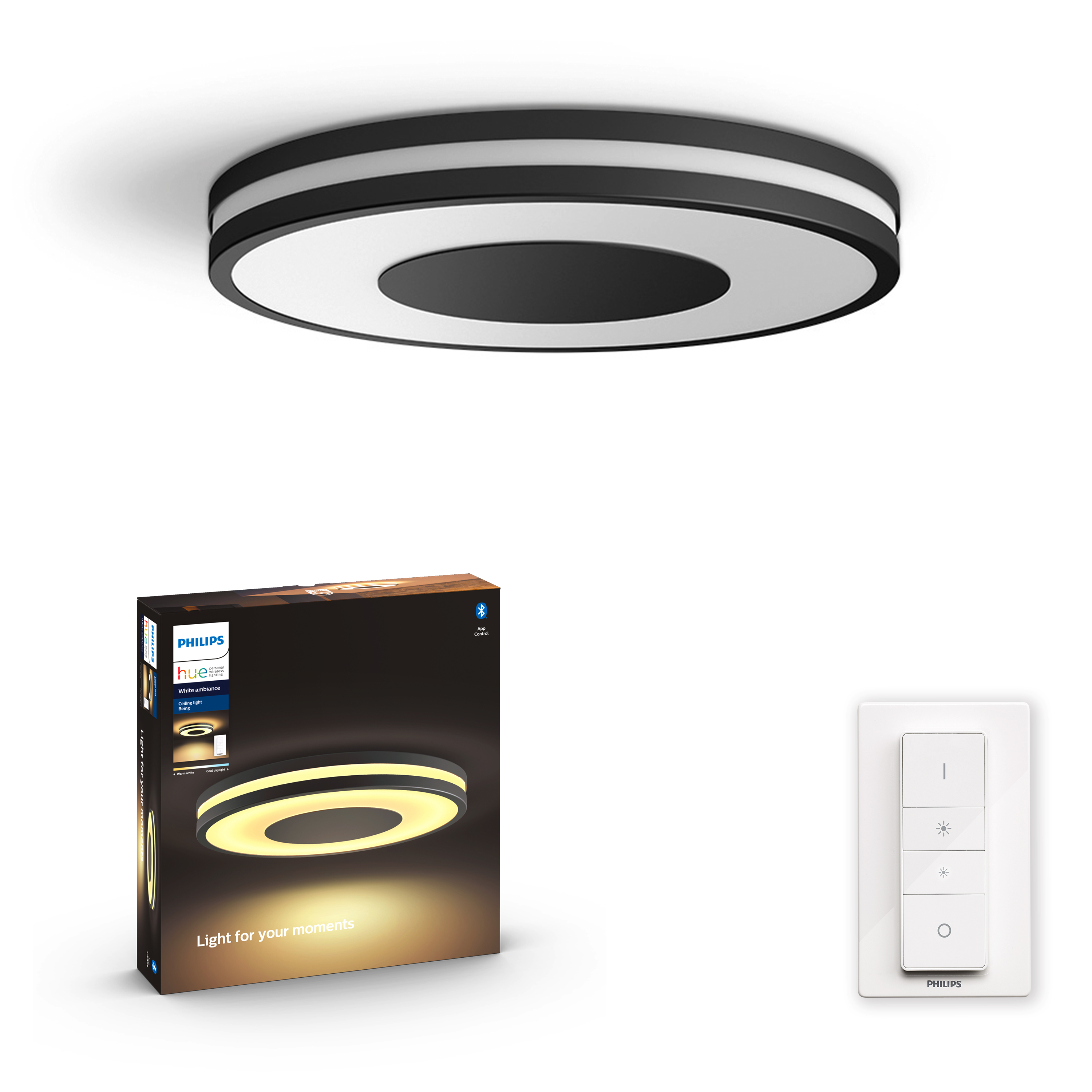 Philips Hue - Connected Being Hue Ceiling Lamp White Ambiance - Bluetooth - Black